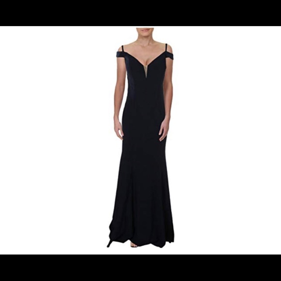 Xscape Dresses & Skirts - Xscape Navy Blue Sweetheart Neck Rhinestone Full Length Evening Gown Dress 12